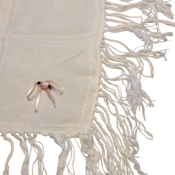 Vintage Handmade Baby Blanket w/ Embroidered Kids & Fringe Edges 36"x36" - Picture 8 of 16